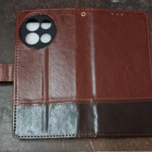 Texture Stand Leather Phone Cover Brown For Tecno 20 Pro