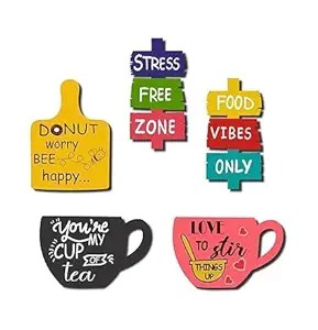 Printed Mdf Wooden Tea Food Quotes Funny Intellectual Fridge Magnets Set Of 5
