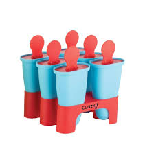 Blue And Red Plastic Reusable Ice Pop Makers With Stand Set Of 6
