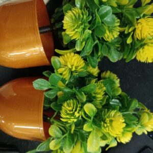 Green And Yellow Artificial Plastic Small Indoor Natural Quality Pack Of 2