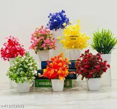 Multicolor Artificial Flower Pot Pack Of 8