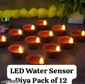 Plastic Water Led Sensor Diya 12Pcs