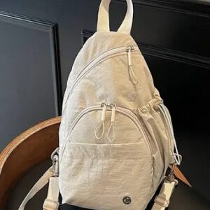 Corsica Women Solid Padded Canvas Backpack Off White