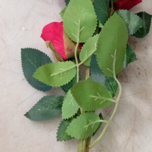 Artificial Rose Flower Bunch Red Green