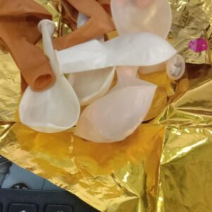Golden Polythene Star 3 Pcs Balloon With 10 Pcs White And Orange Balloon