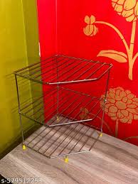Multipurpose Stainless Steel Kitchen Plate Dish Corner Shelf Rack