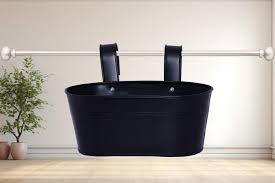 Metal Railing Planter Bucket For Balcony Garden 20 Cm Colour Black