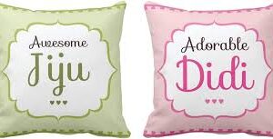 12X12 Inches For Sister Didi Jiju Cushion Cover Awesome Jiju Adorable Didi Set Of 2 Pink Green