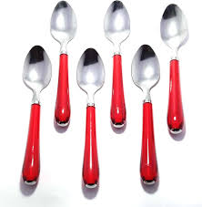 6 Pieces Fancy Red Spoon Set Table Spoon Kitchen Dining Table Spoon Lunch Dinner Red