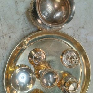 Brass Thali Set Of 7 Items Premium Quality Pooja Plate Bhagwan Bhog Thali
