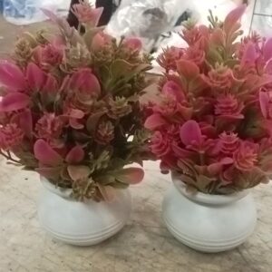 Pink Colour Rose Artificial Plant For Home Pack Of 2