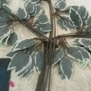 Green Plastic Artificial Ficus Leaves For Homes Pack Of 6