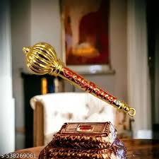 Hanuman Bajrangbali Gada Gold Plated 10Cm 1Pc