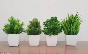 White Color Artificial Small Flower Pot Pack Of 4