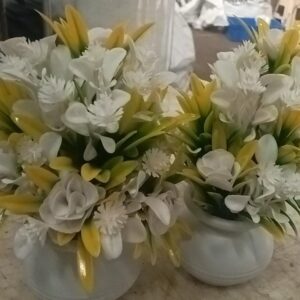 White And Yellow Colour Rose Artificial Plant For Home