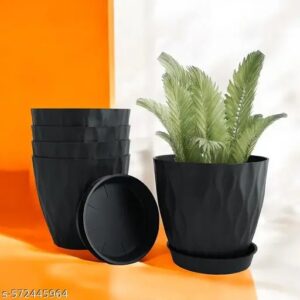 Black Plastic Flower Pot Pack Of 5