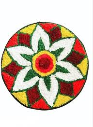 24 Inch Modern Round Rangoli Door Mat Multicolour Rainbow