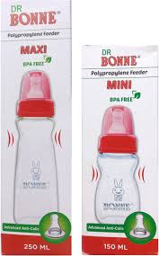 Dr Bonne Red And Transparent Baby Milk Feeding Bottle