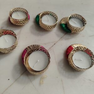 Gota Patti Mix Tealight Candle Holders For Diwali 6Pcs
