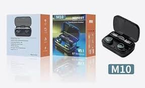 Earbuds M10 Wireless 5Point3 Tws Large Screen Dual Led Digital Display Touch Bluetooth Headphones Mini Black