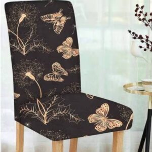 Black Printed Stretchable Slipon Chair Covers 1 Pcs