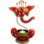 Metal Ganesh Tealight Candle Holder Red Black 28 Cm
