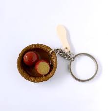 Esmaric Gulab Jamun Pattal Food Miniature Keychains