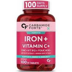 Carbamide Forte Iron Folic Acid Supplement 100 Tablets