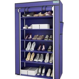 6 Layer Shoe Rack With Dustproof Cover Blue Colour
