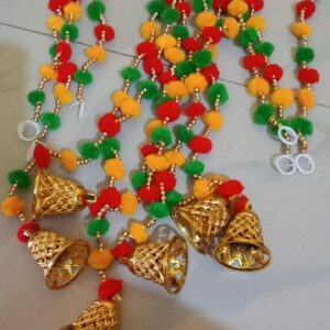 Handmade Red Yellow Green Strings Pom Pom For Door Wall Hanging Bandhanwar Toran 6 Pcs