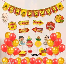 Paper Bunting Paper Banner With Hindi Photo Booth Props Balloon Annaprashan Decoration