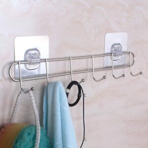 Zurato Stainless Steel Bathroom Wall Hook 6 Hooks Cloth Hanger Capacity 5 Kg Silver
