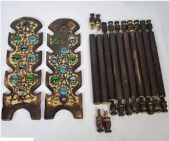 Asad Wooden Bangle Stand With 8 Rod Antique Churi Stand Jewellery Stand Size 34X13X38 Cm