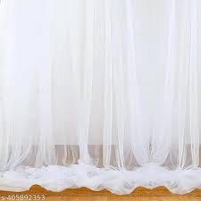 2Pcs White Decoration Net Curtains Large Size