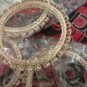 Silver And Gold Plated White Pearl Bangles For Women 4Pcs Size 2 To 6