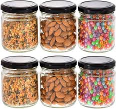 Glass Transparent Masala Jar 200Ml Pack Of 6