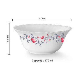 White Color Borosil Opalware Floral Bowl Set Of 4