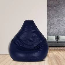 Navy Blue Color Leather Bean Bag Cover