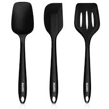 Black Color Kitchen Silicone Spatula Set Of 3