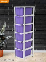 Purple 6 Layer Storage Drawer Organizer Plastic Free Standing Chest Of Drawers