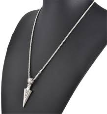 Stainless Steel Silver Chain With Arrowhead Pendant For Men And Women
