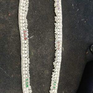 Traditional Heavy Bridal Gota Chandi Silver Plated Anklets For Women