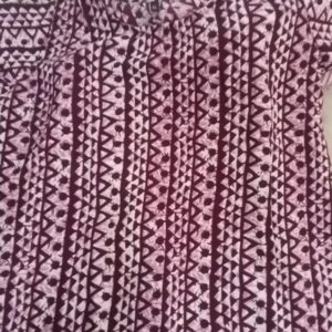 Light Pink Colour Cotton Floral Printed Kurti For Women Size Xl