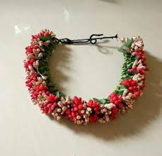 Red Gold Hair Bridal Flower Gajra