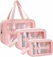 Pink Empire Zipper Cosmetic 3Pcs Travel Toiletry Makeup Wash Bag Organizer Carry Pouch Set Travel Toiletry Kit Pink