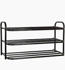 Metal Black Colour 3 Layer Shoe Rack