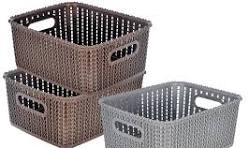 Plastic Storage Basket Grey Black Cream Colour Pack Of 3