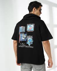 Dnmx Black Hooded Up Best Printed T Shirt For Men Size M