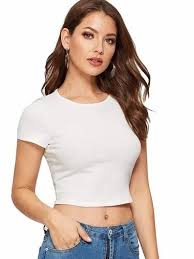 White Colour Crop Top Size S For Women