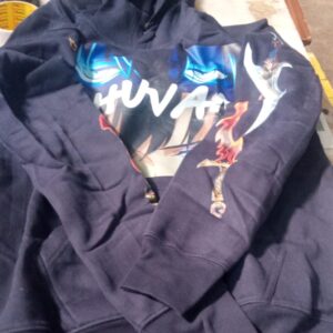 Mens Navy Blue Printed Hooded Sweatshirt Size M